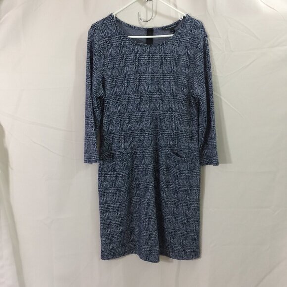 NEW 41 Hawthorn Dress Knit Career Office Long Sleeve Back Zipper Blue Knee Large - Picture 1 of 4